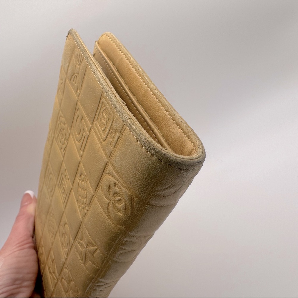 Chanel Long Wallet with Coin Pocket Precious Symbols Camel Leather Authentic y2k - Picture 6 of 16